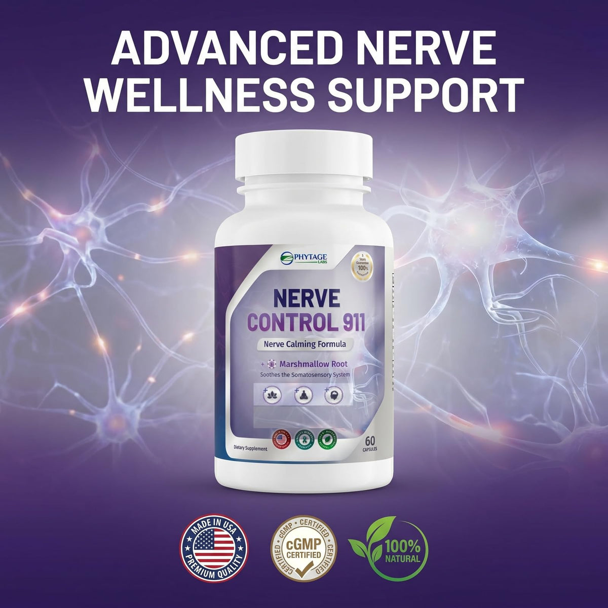 Phytage Labs Nerve Control 911 ingrédients principaux en gros plan