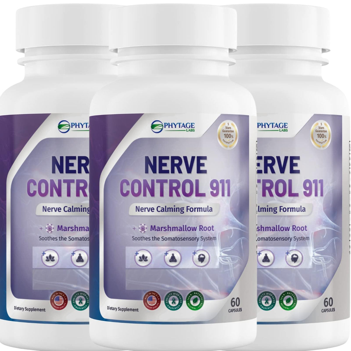 Phytage Labs Nerve Control 911 pack de 3 flacons