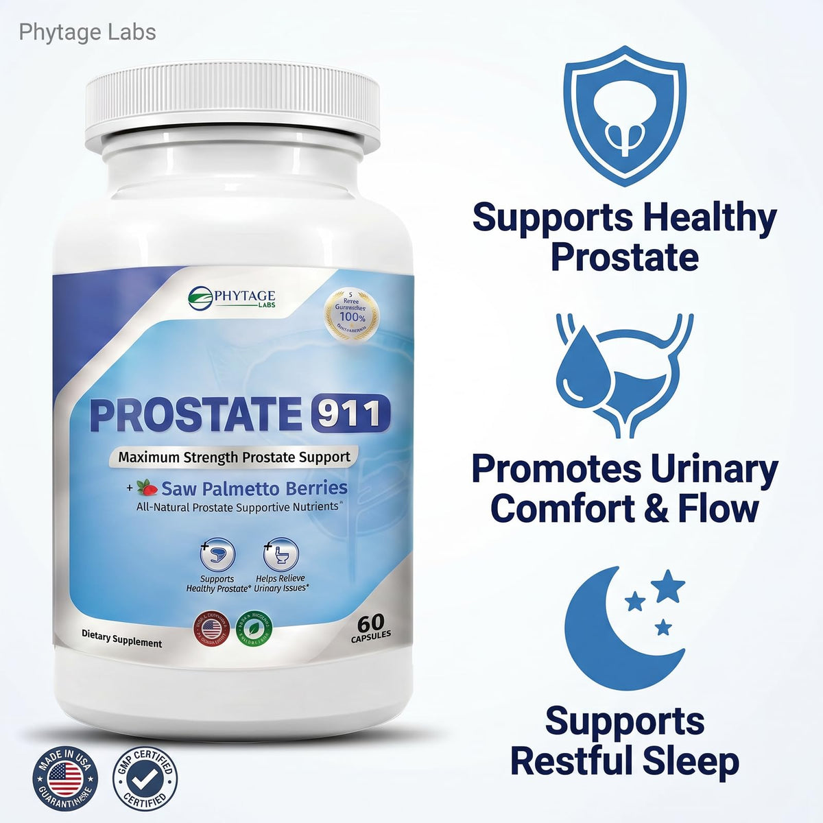 Phytage Labs Prostate 911 capsules sur une table