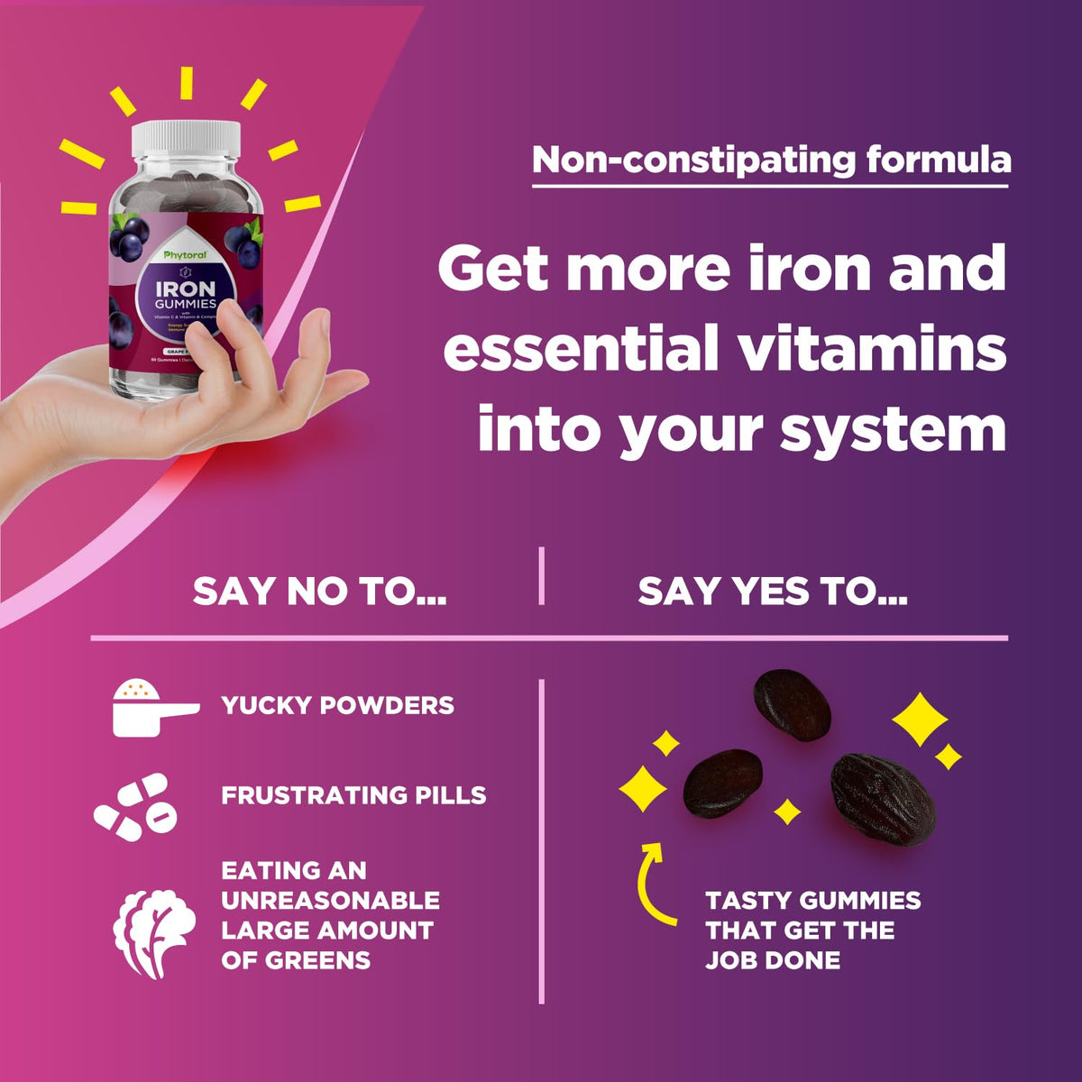 Phytoral Gummies Multivitamines avec Fer - gummies dans la main