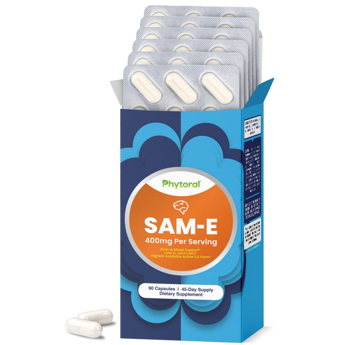 Phytoral SAM E 400mg complément alimentaire 90 capsules vue de face