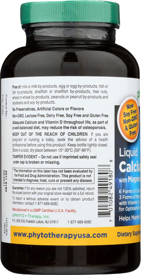 Phytotherapy Rx Calcium Liquide Softgel 180 gélules vue de côté