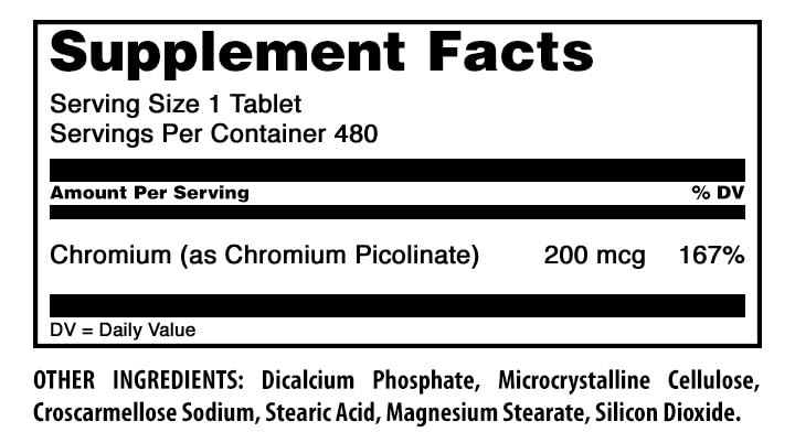 Picolinate de chrome 200 Mcg d'Amazing Nutrition - emballage