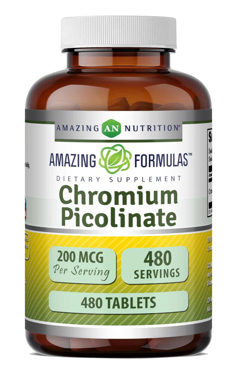 Picolinate de chrome 200 Mcg d'Amazing Nutrition - vue de face