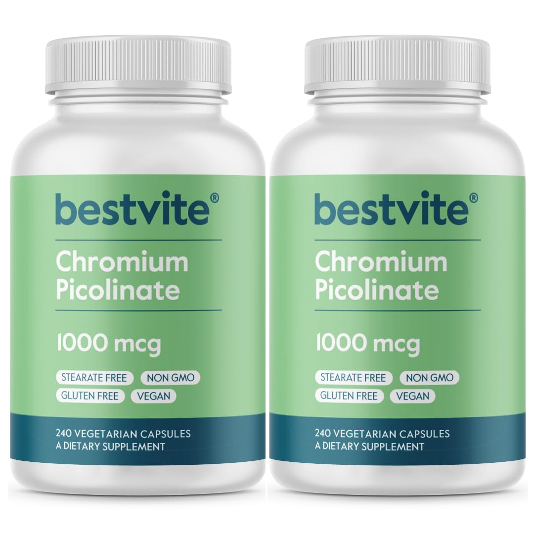 Picolinate de Chrome BESTVITE 1000mcg 480 capsules végétales vue de face