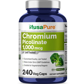 Picolinate de Chrome NusaPure 1000mcg 240 capsules végétales - vue de face