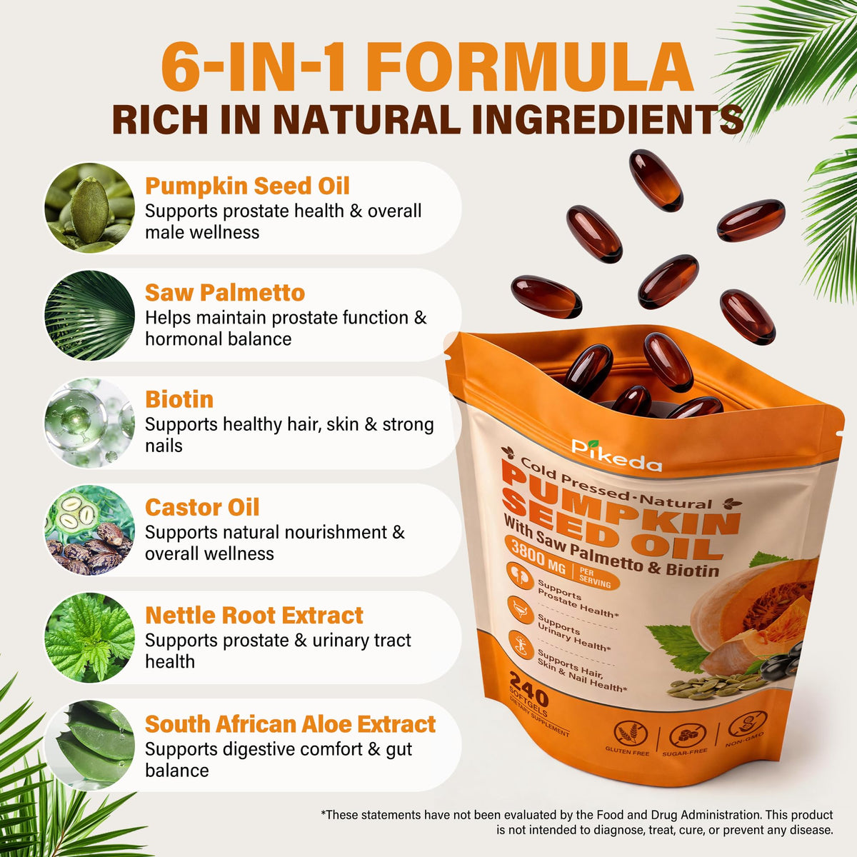 Pikeda Huile de Graines de Courge 3800mg flacon ouvert