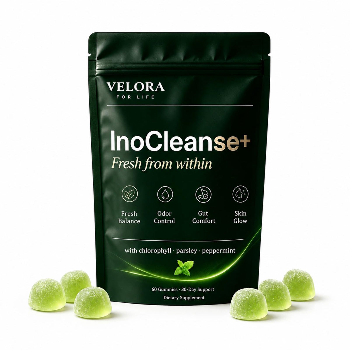 Pillow Daddy Gélules de Chlorophylle Inocleanse+ 60 Gummies Végétaliens - Vue de face