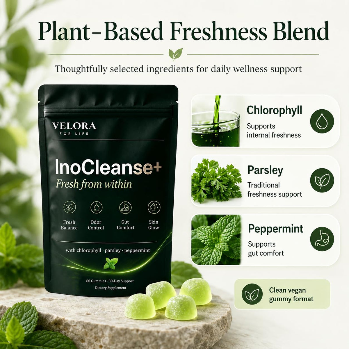 Pillow Daddy Gélules de Chlorophylle Inocleanse+ - Pot ouvert avec gummies