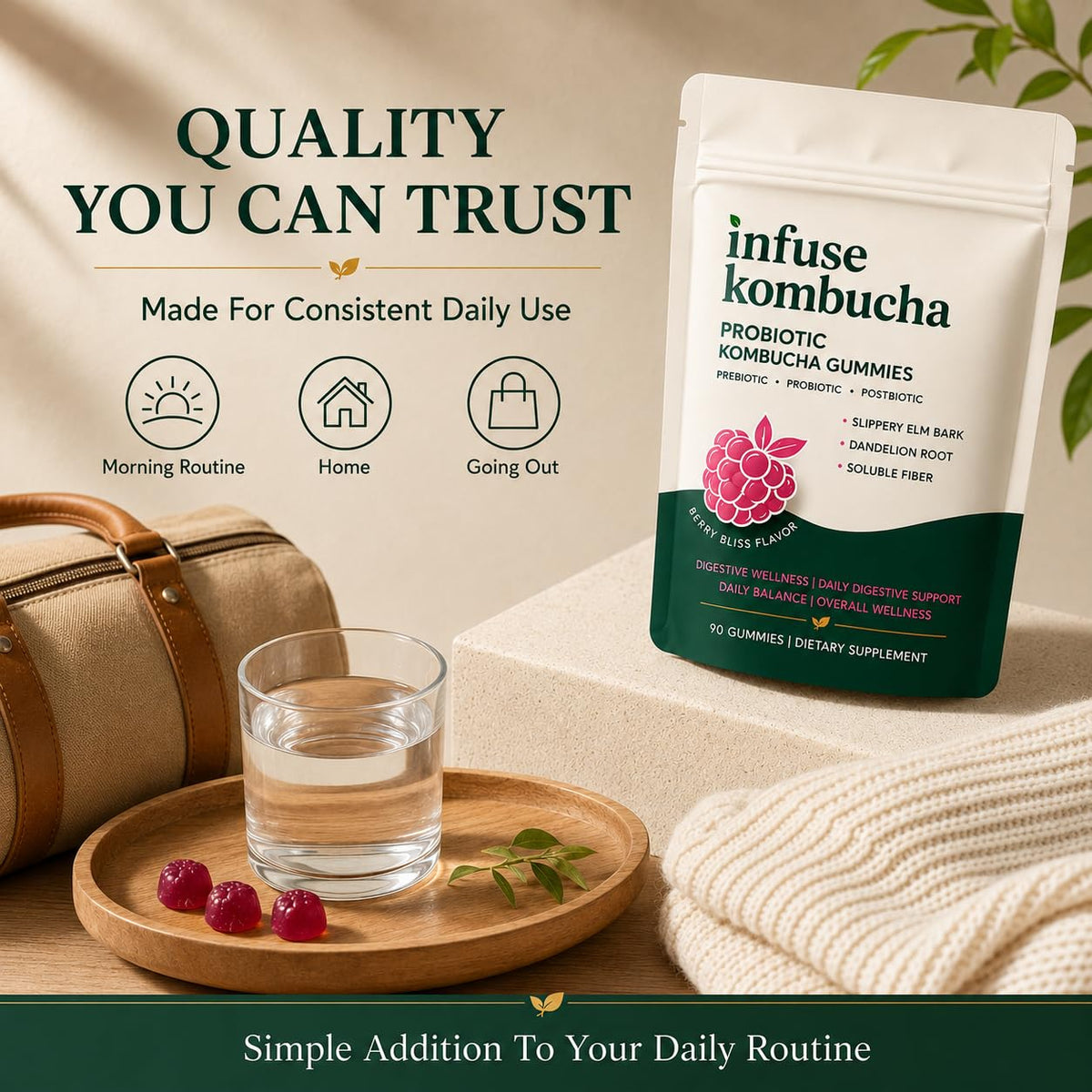 Pillow Daddy Gummies Probiotiques Kombucha 90 Gummies avec d'autres compléments alimentaires