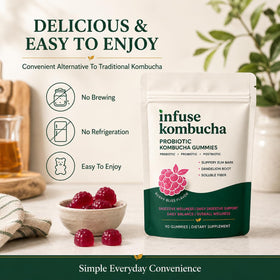 Pillow Daddy Gummies Probiotiques Kombucha 90 Gummies dans un environnement de cuisine