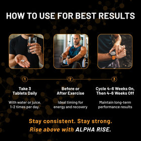 Pilules de créatine ALPHA RISE sur un fond noir