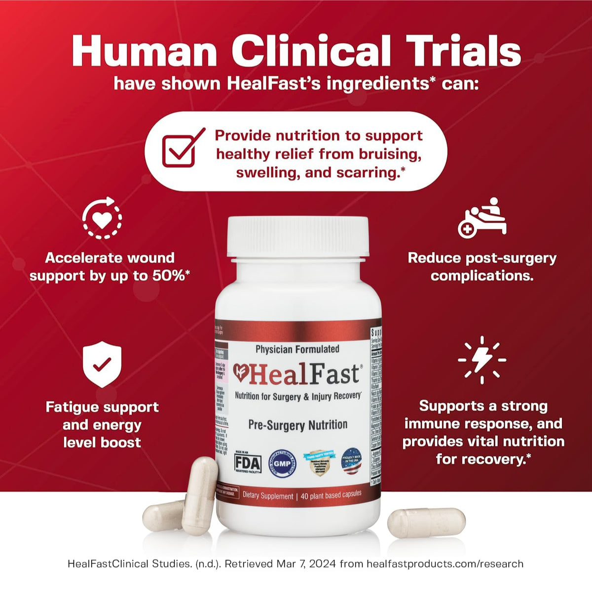 Pilules HealFast sans saveur dans leur emballage