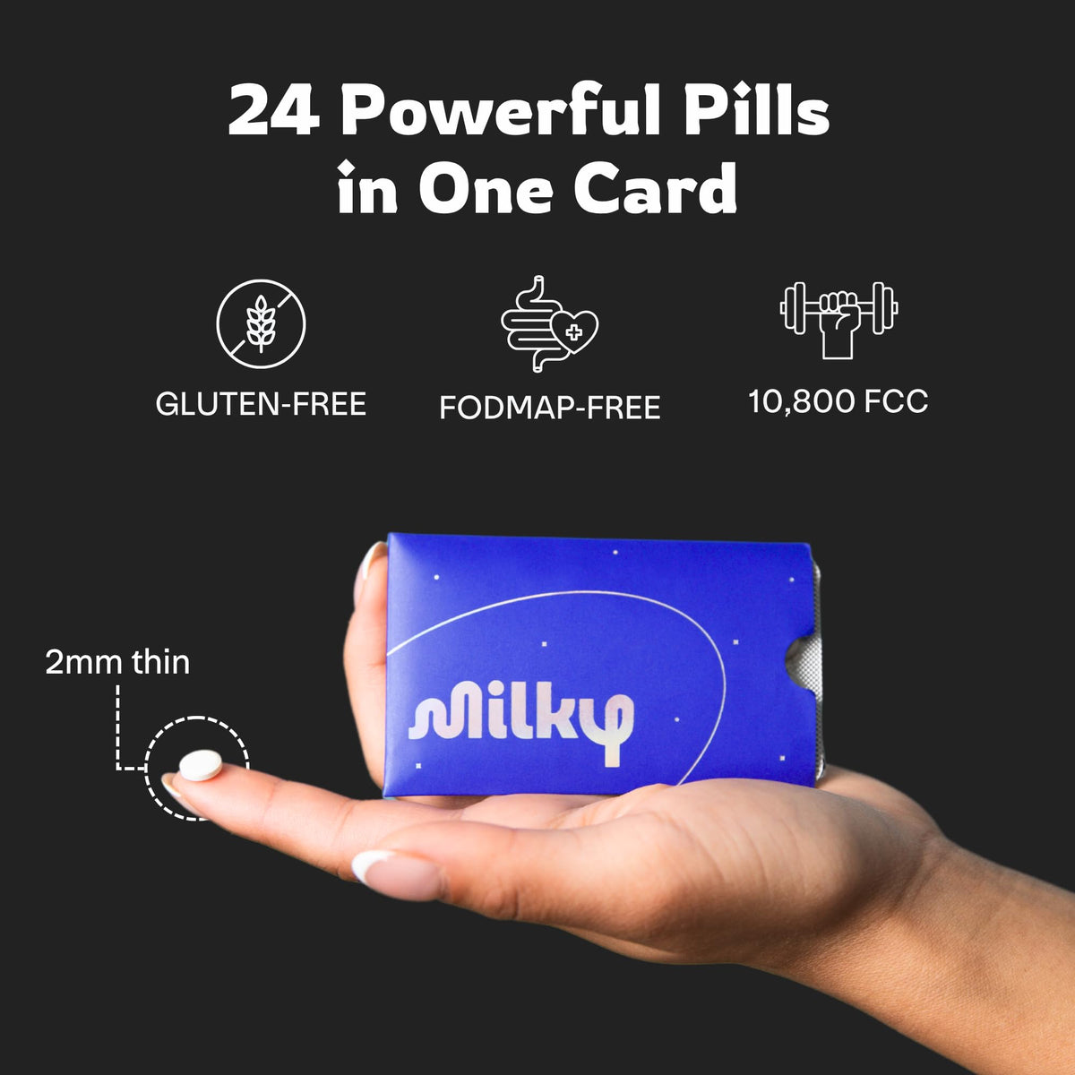 Pilules Milky d'intolérance au lactose sur une table