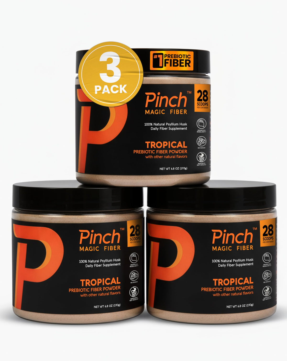 Pinch Psyllium Husk 3-Pack Tropical 762g vue de face