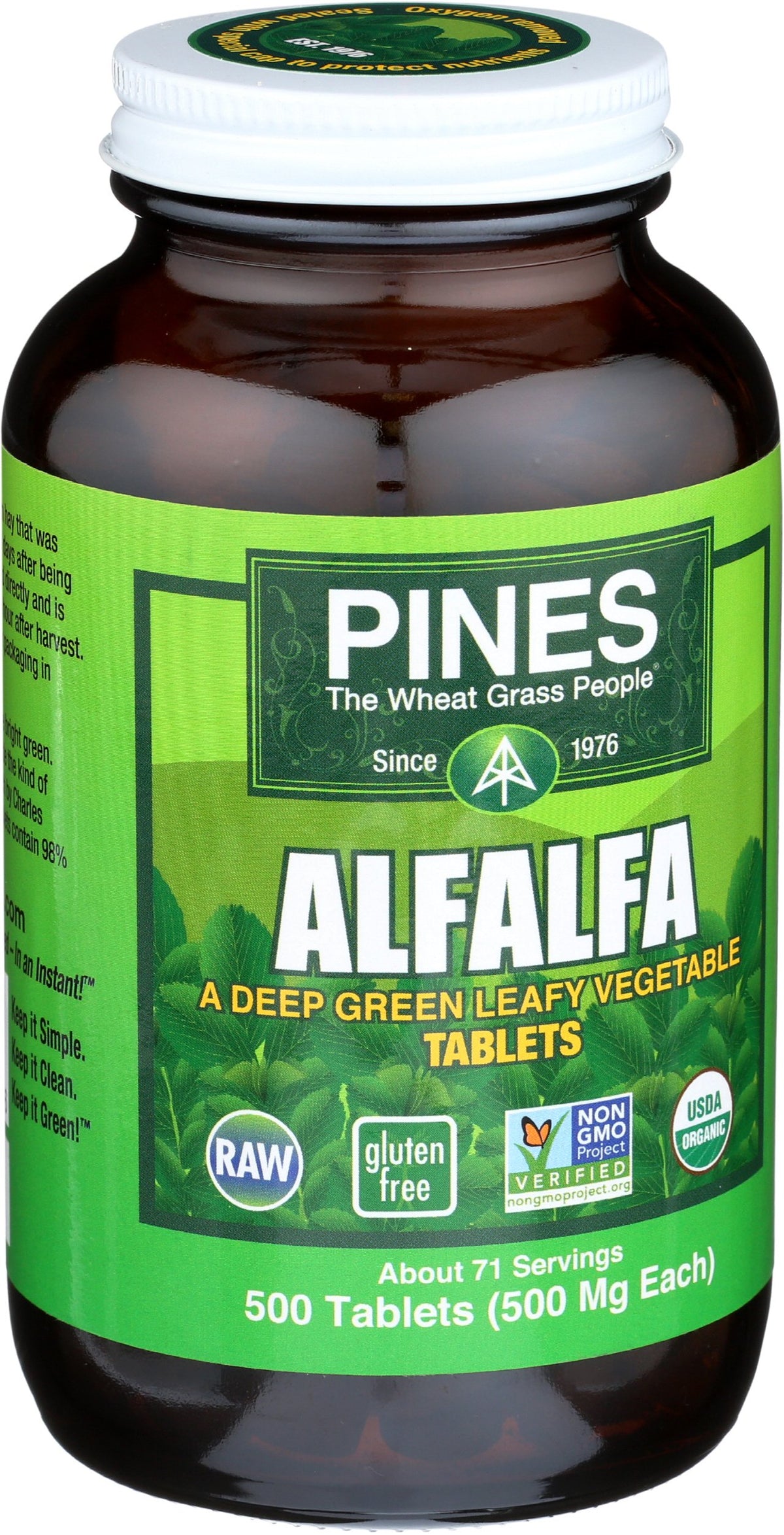 Pines Alfalfa Bio comprimés avec vue sur l'étiquette