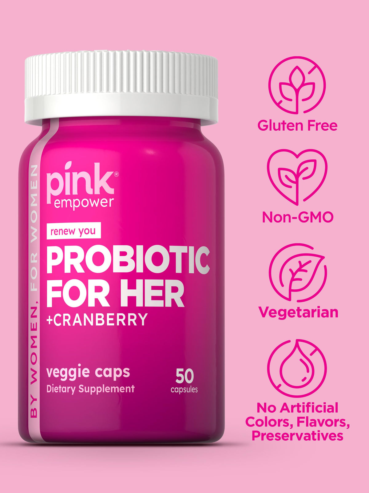 PINK Probiotiques pour Femmes 59g avec cranberry