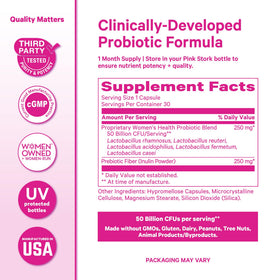 Pink Stork complément probiotique 30 capsules avec étiquette