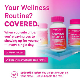 Pink Stork complément probiotique sur une table