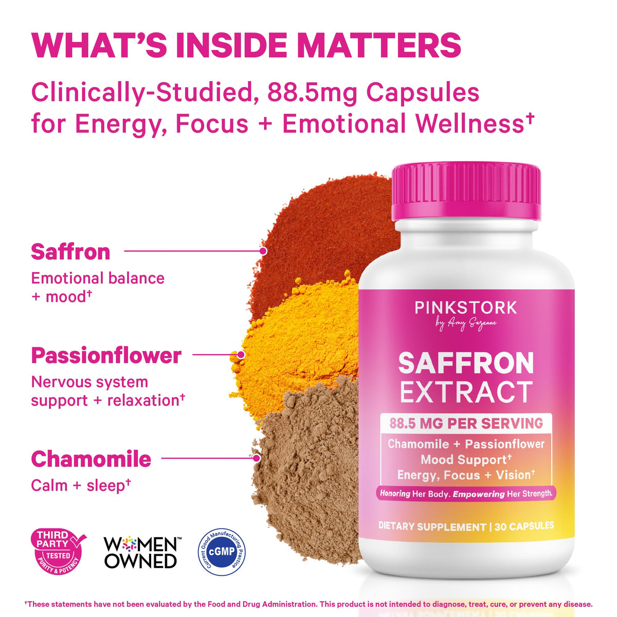 Pink Stork Extrait de Safran - capsules sur une table