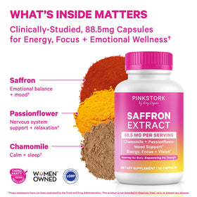 Pink Stork Extrait de Safran - capsules sur une table