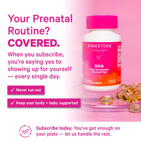 Pink Stork Huile de Poisson Omega-3 sur un fond blanc