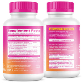 Pink Stork Probiotique Prénatal 30 capsules menthe sur une table