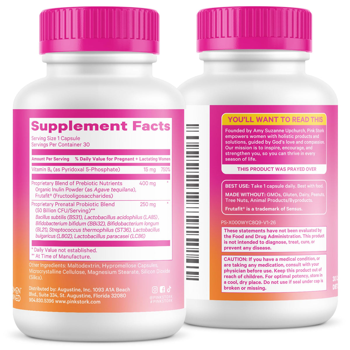 Pink Stork Probiotique Prénatal 30 Capsules sur un bureau