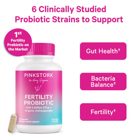 Pink Stork Probiotiques Fertilité - capsules sur une table