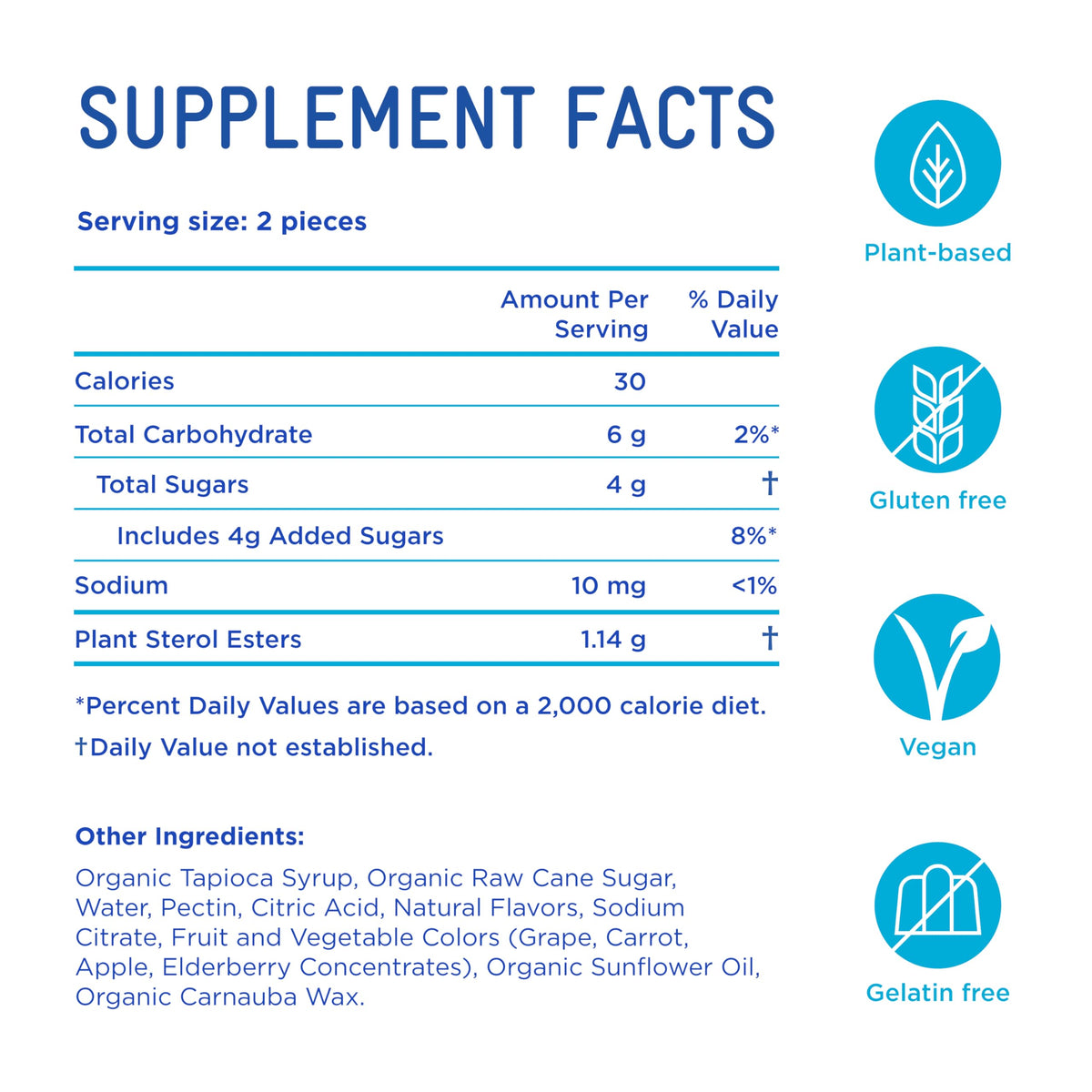 Piper Biosciences Gummies de Stérols Végétaux 240 Ct avec description des ingrédients