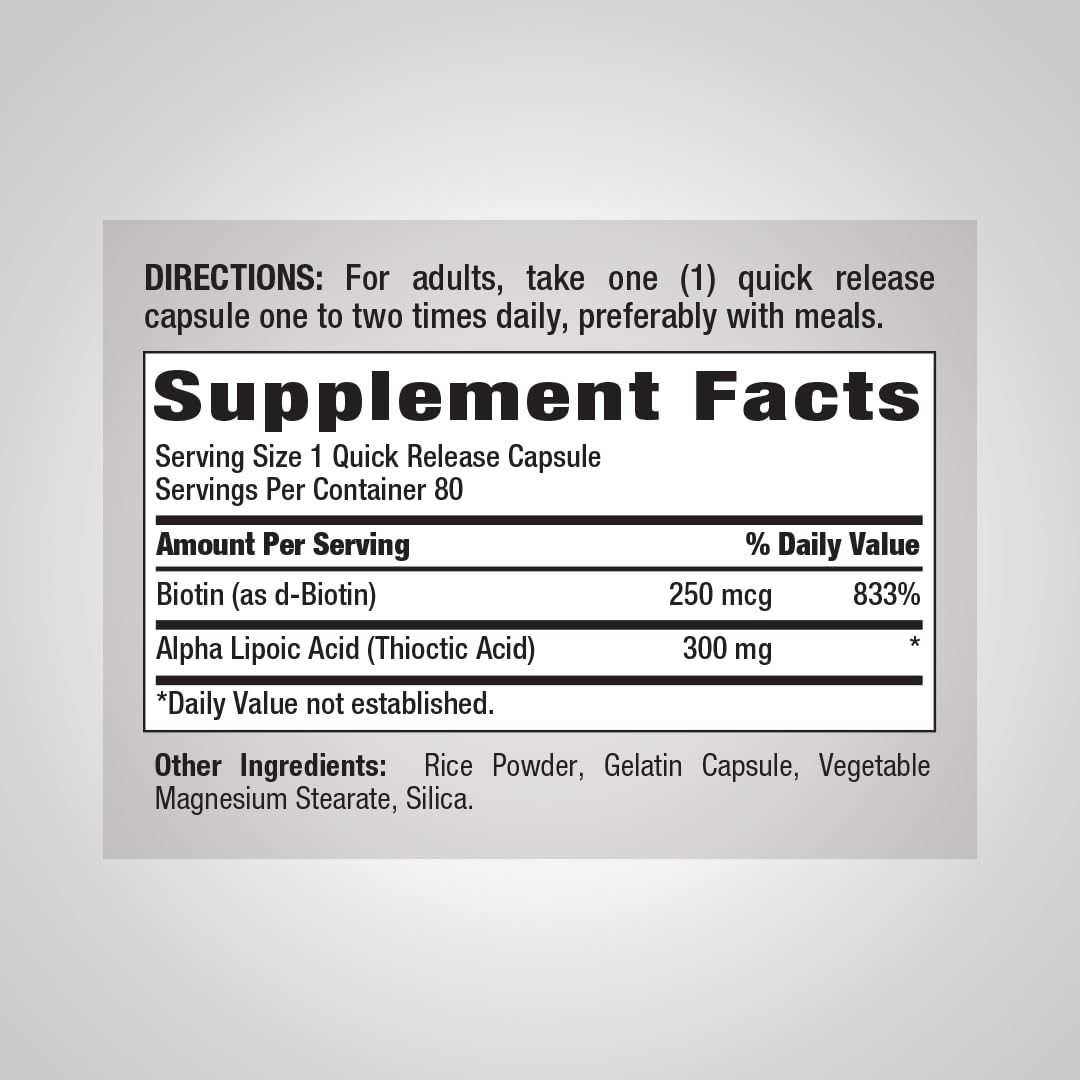 Piping Rock Acide Alpha-Lipoïque 300mg capsules de côté