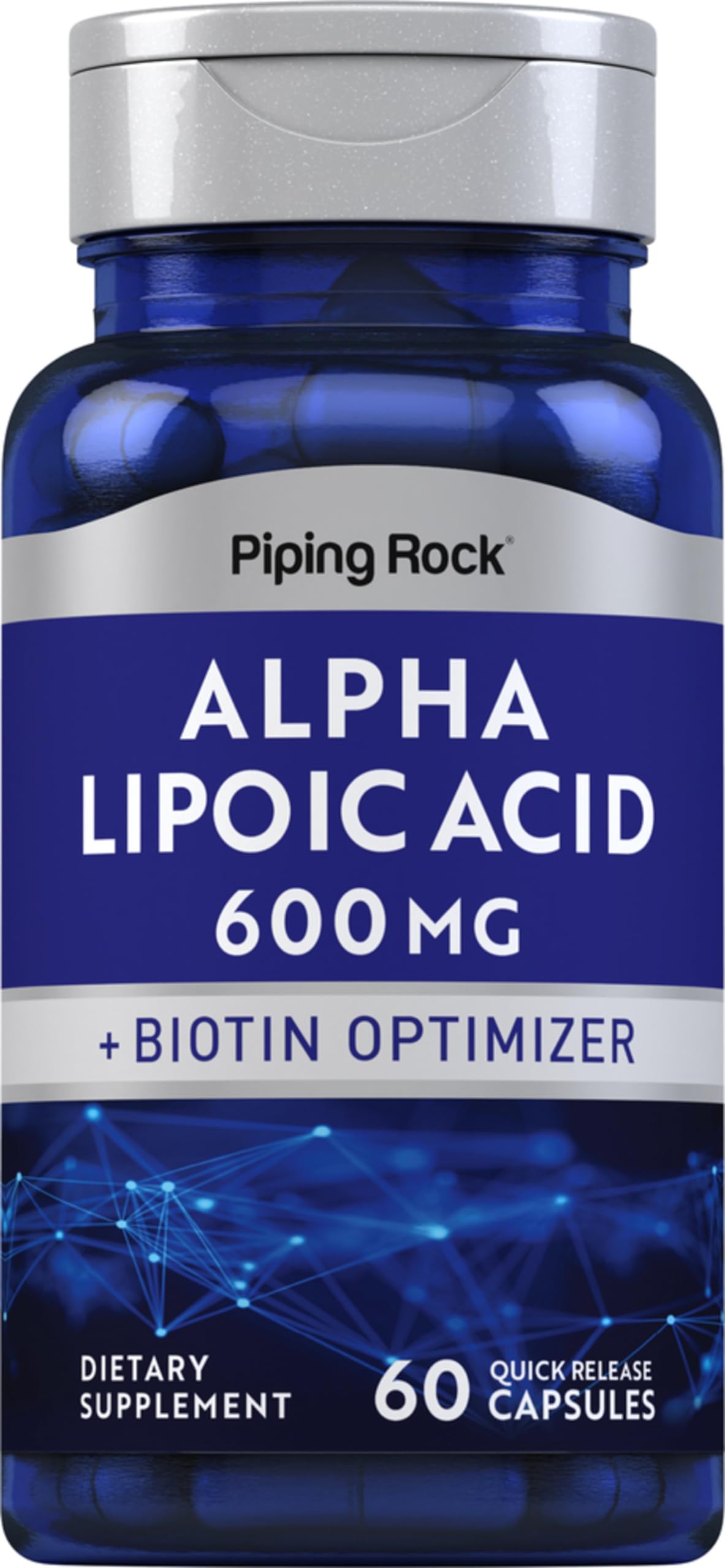 Piping Rock Acide Alpha Lipoïque 600mg vue de face de l'emballage