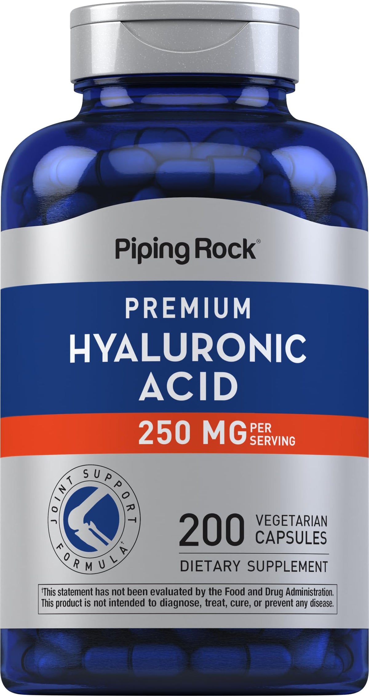 Piping Rock Acide Hyaluronique 250 mg 200 Capsules vue de face