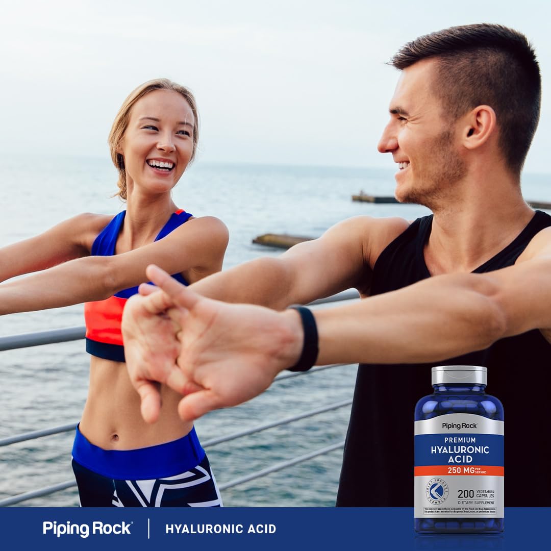 Piping Rock Acide Hyaluronique 250 mg Capsules avec étiquette