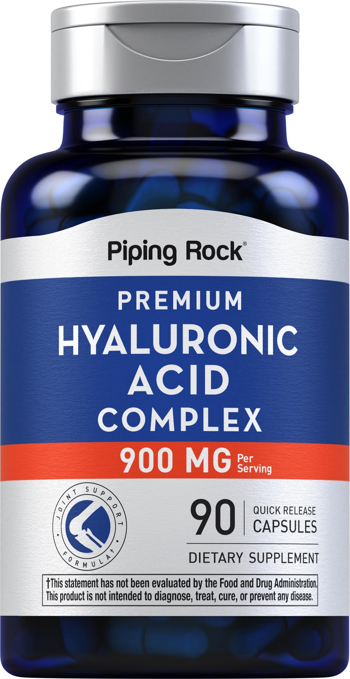 Piping Rock Acide Hyaluronique 900mg 90 capsules vue de face