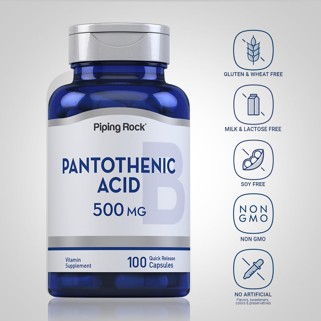 Piping Rock Acide Pantothénique 500mg capsules à l'intérieur du flacon