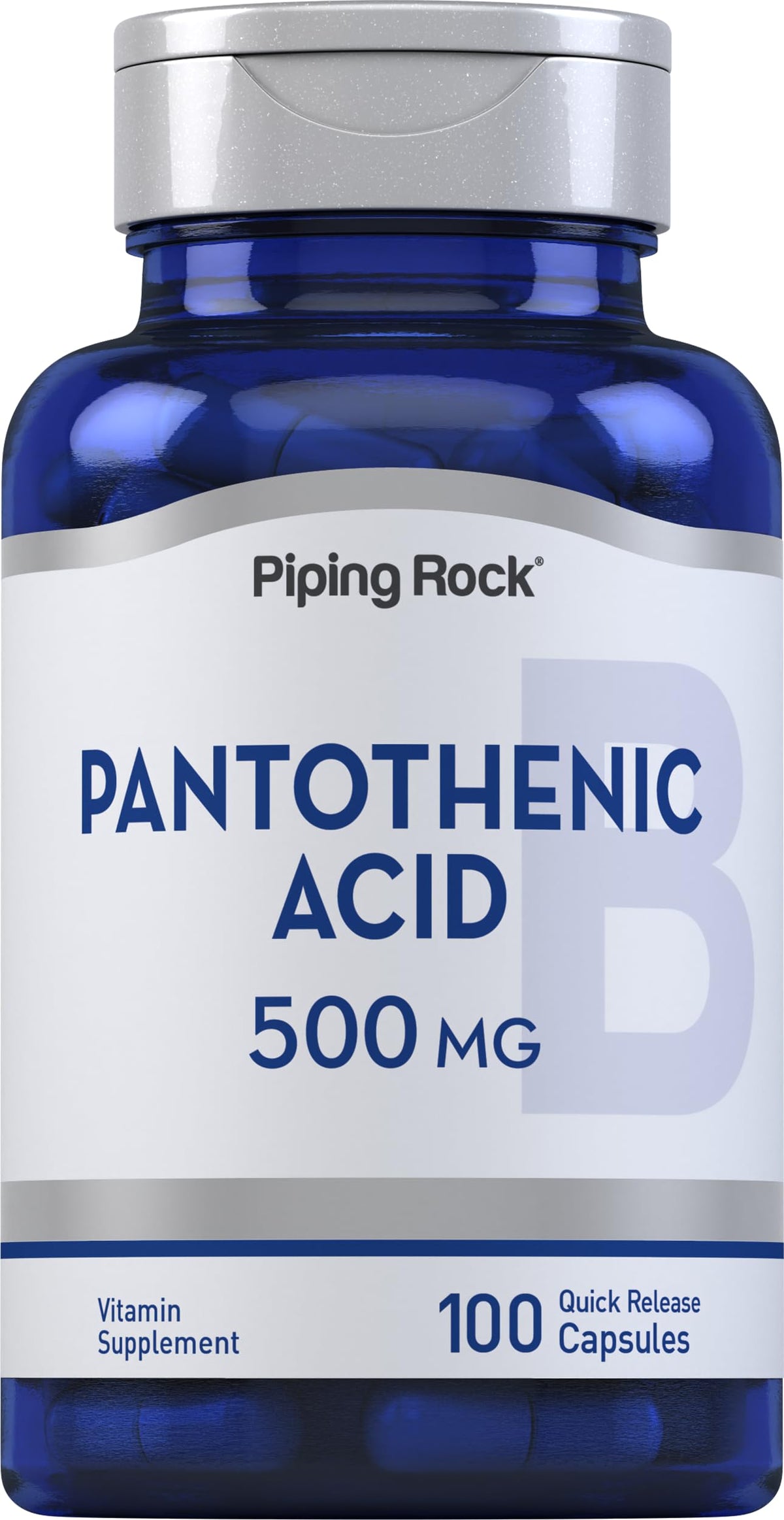 Piping Rock Acide Pantothénique 500mg capsules vue avant