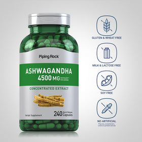Piping Rock Ashwagandha capsules ouvertes montrant leur taille