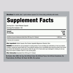 Piping Rock Baies de Goji Capsules - Détail des capsules