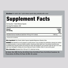 Piping Rock Basilic Sacré 200 Capsules côté