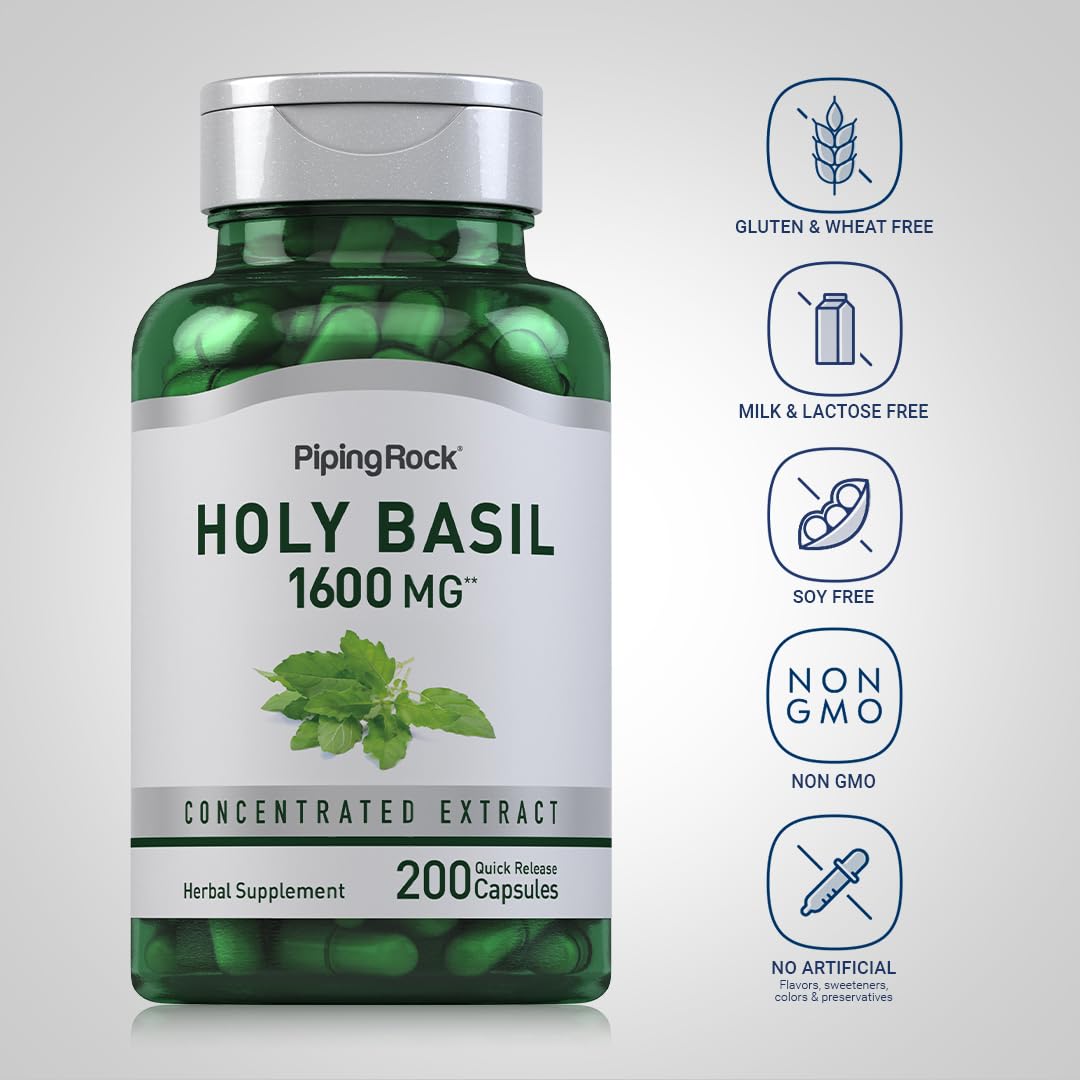 Piping Rock Basilic Sacré 200 Capsules vue arrière