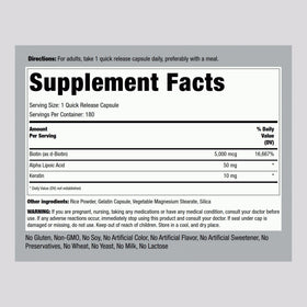 Piping Rock Biotine 5000mcg 180 Capsules côté droit