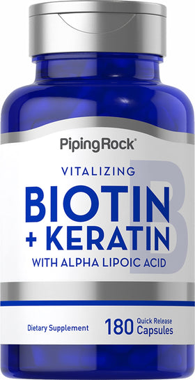 Piping Rock Biotine 5000mcg 180 Capsules vue de face