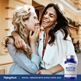 Piping Rock Biotine 5000mcg capsules sur fond blanc