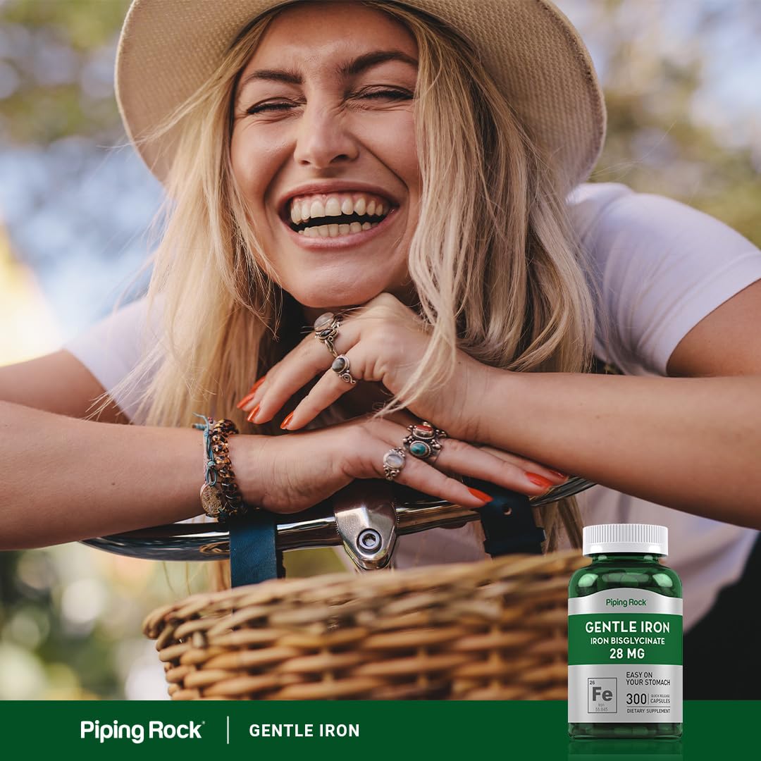 Piping Rock Bisglycinate de Fer 28 mg 300 capsules ouvertes