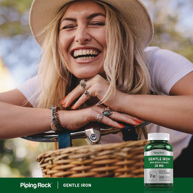 Piping Rock Bisglycinate de Fer 28 mg 300 capsules ouvertes