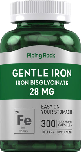 Piping Rock Bisglycinate de Fer 28 mg 300 capsules vue de face