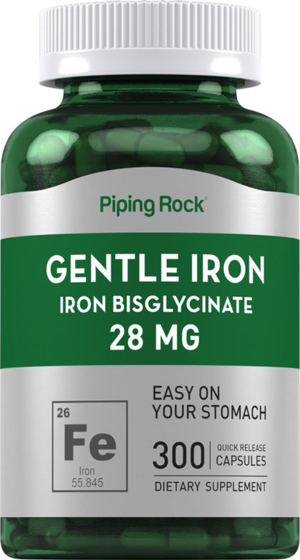 Piping Rock Bisglycinate de Fer 28 mg 300 capsules vue de face