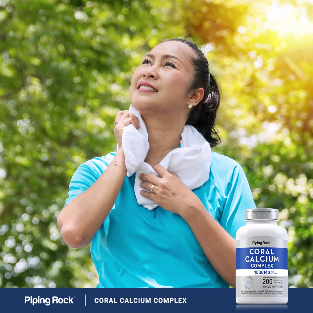 Piping Rock Calcium Corail 1000 mg 200 Capsules ouvertes