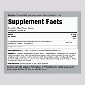 Piping Rock capsules d'Hypericum 180 capsules, côté de l'emballage